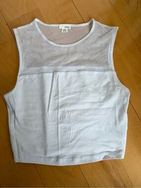 Garage White Mesh Yoke Cropped Tank